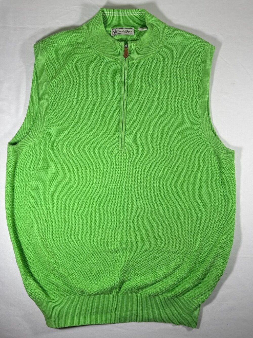 Donald Ross Men's M Lime Green Half Zip Cotton Golf Sweater Vest